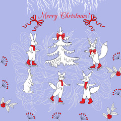 Background with Christmas forest