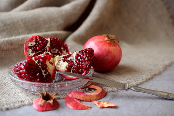 Pomegranate, cut into pieces..