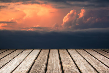 Fototapeta na wymiar sky with wood pier