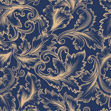 Vector seamless pattern in Baroque style. Vintage background for invitation, fabrics