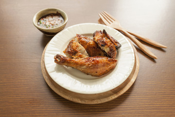 Roasted chicken with thai style spicy sauce thai 