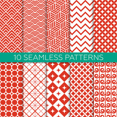 Set of monochrome geometric seamless patterns