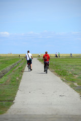 Fahrradfahrer an der Nordsee