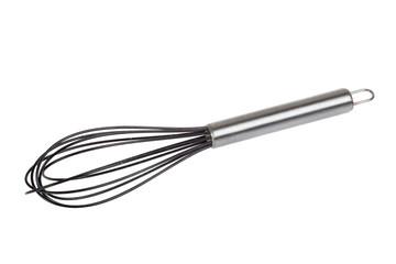Wire whisk for whipping eggs isolated on white