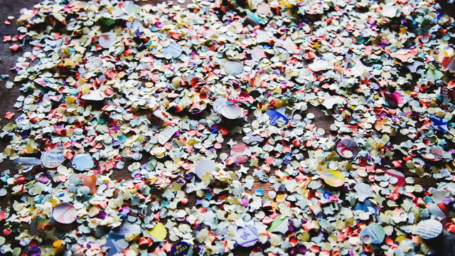 stop motion and animation of colorful confetti on the table