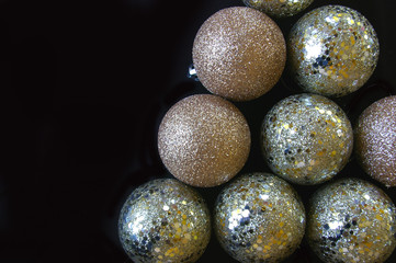 Glitter and sequin texture Christmas baubles