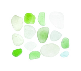 sea glass pieces on white
