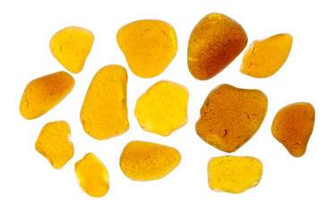 sea glass pieces on white