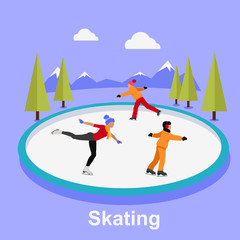 People Skating Flat Style Design