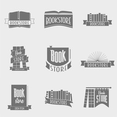 set of vector book store logo design concepts