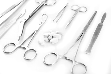 Surgery instruments isolated on white