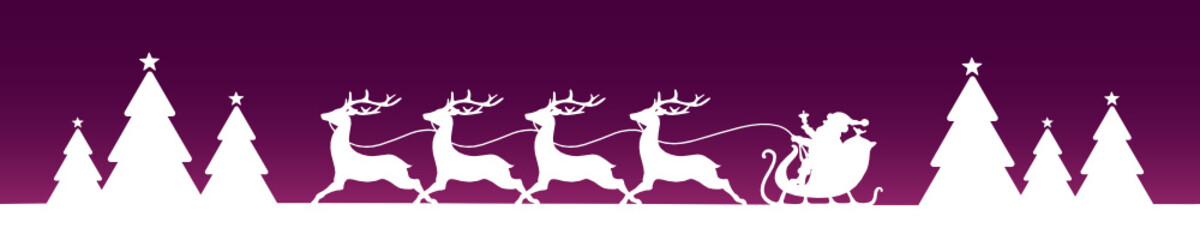 Banner Christmas Sleigh Forest Purple/White