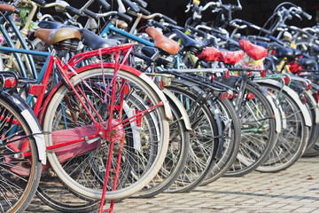 Fototapeta na wymiar Bicycle parking in Amsterdam city center.