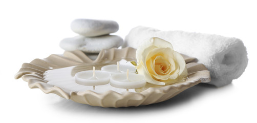 Fototapeta na wymiar Beautiful composition of spa treatment, isolated on white