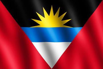 Flag of Antigua and Barbuda waving in the wind