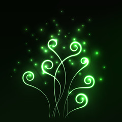 Green magic light fern greenery abstract background
