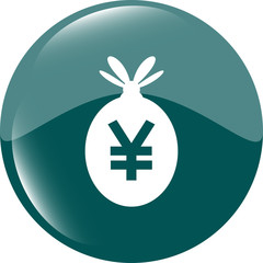 Money bag sign icon. yen japan currency symbol vector illustration