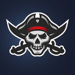 Pirate skull and crossed swords.