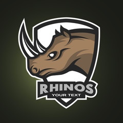 Rhino sports logo, emblem.