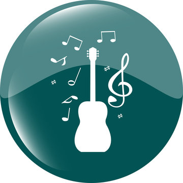 Acoustic guitar sign icon. Music symbol. Web shiny button vector illustration