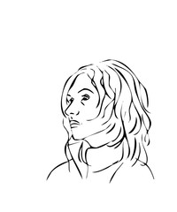 simple line illustrations of a woman face profile
