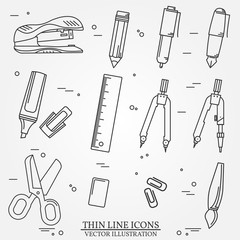 Obraz premium Drawing and writing tools icon thin line for web and mobile, mod