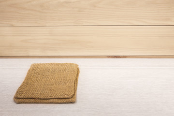 Linin serving mat on table as background with copy space.