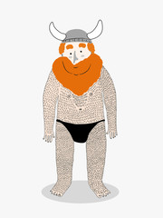 Hairy Viking cartoon, vector illustration