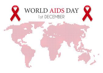 Obraz na płótnie Canvas Vector illustration of world aids day. World map