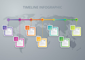 Vector illustration infographic timeline of seven options