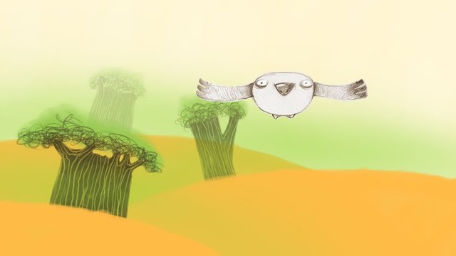 Animated series about a bird flying above various nature scenes. Can be used as a video greeting card - a lot of free space for your congratulations and other texts. Hand drawn loop able cartoon.