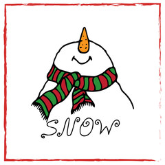 Christmas illustration. Christmas card snowman. Seamless pattern