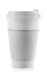 Paper cup of coffee isolated on white