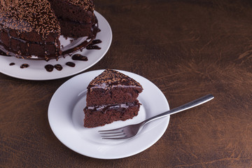 Luxurious Rich Chocolate  Cake on White Plate
