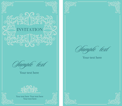 Wedding invitation vintage card with floral and antique decorative elements. Vector illustration