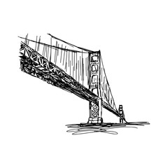 illustration vector doodle hand drawn of sketch San francisco bridge, golden gate