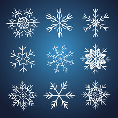 set of vector hand drawn snowflakes