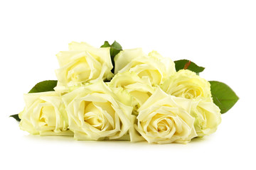 Bouquet of white roses isolated on a white