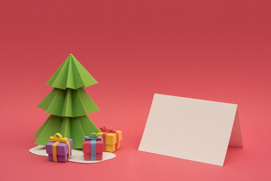 Christmas paper cut handmade tree empty template