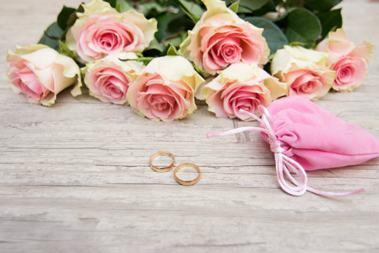 Wedding rings and flowers