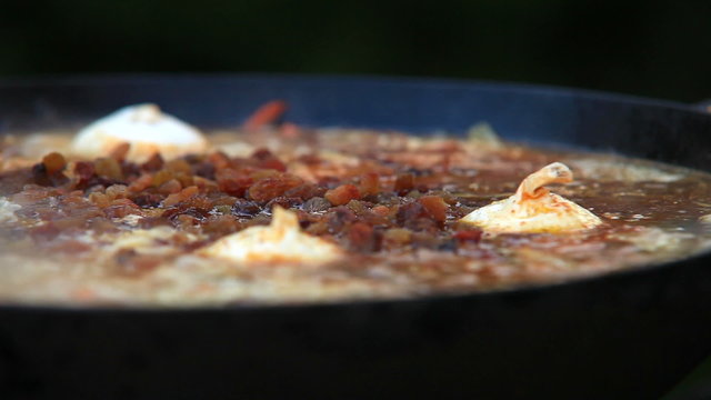 Raisins in Pilaf Afghan, Uzbek, Tajik national cuisine dish cooking 