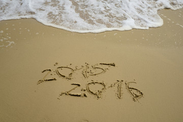  2015 and 2016 year on the sand beach