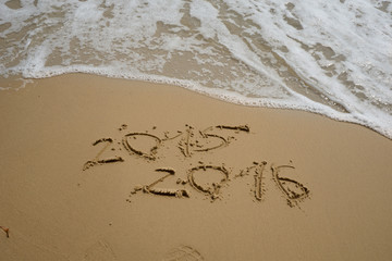  2015 and 2016 year on the sand beach