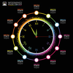 Abstract colorful Infographic. Business concept with clock. Vector illustration