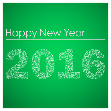 green happy new year 2016 from little snowflakes eps10