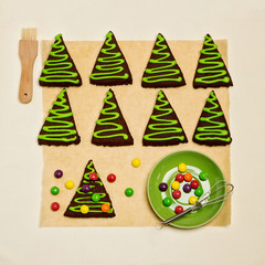 Fototapeta premium New Year's and Christmas gingerbread trees (ginger and honey coo
