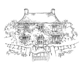 Obraz premium Hand made sketch of old house.
