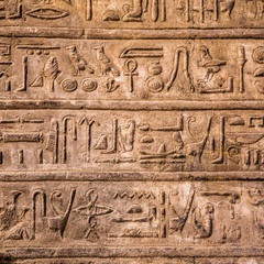 old egypt hieroglyphs carved on the stone