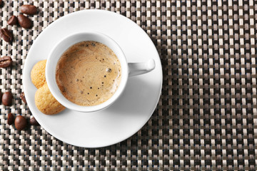 Cup of coffee on dark background