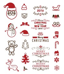 Set of christmas decorative and icon element 